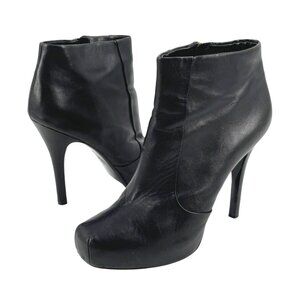 House Of Harlow Leslie Womens Black Calf Leather Ankle Boot Heels Size 9.5